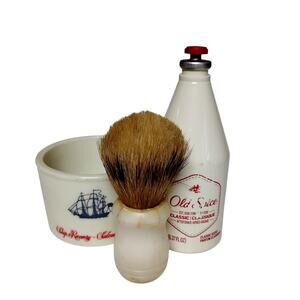 🪒💈Vintage Old Spice Shaving Set Mug Brush After Shave Classic Grooming Retro